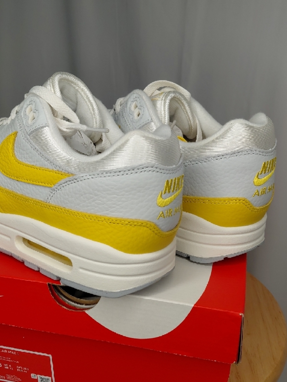 Nike White and Yellow Air Max 1 Sneakers - Picture 3 of 5